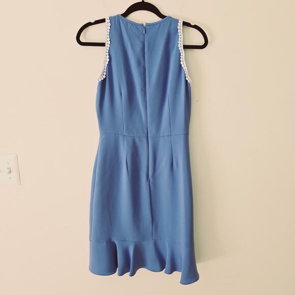 New Shoshanna Grove Blue Ruffle Dress Sleeveless Mini Women's Size 4 - Picture 6 of 12